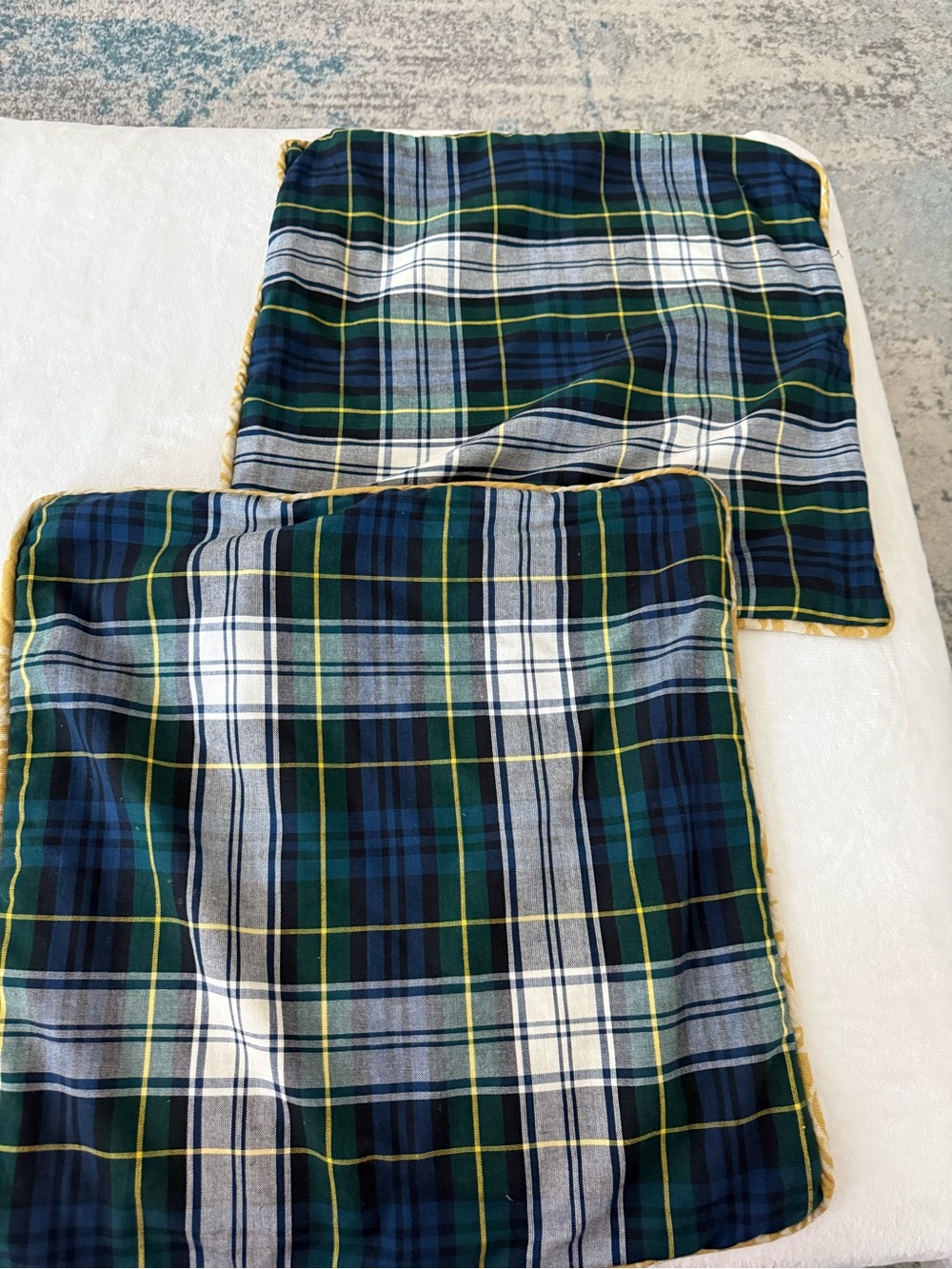 Set of 2 Green Tartan Plaid 19x19 Square Pillow Covers Zip Closure